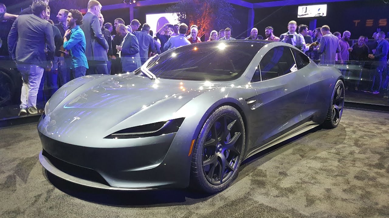Tesla next gen Roadster silver exterior shots - YouTube