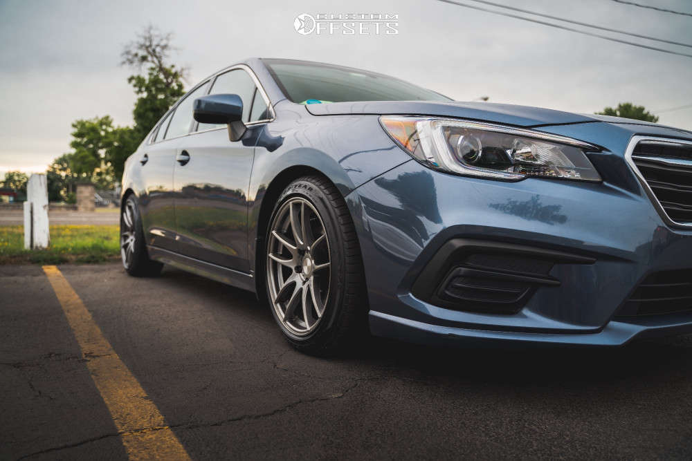 2018 Subaru Legacy with 18x8.5 35 AVID1 AV32 and 225/45R18 Goodyear Eagle  Sport As and Lowering Springs | Custom Offsets