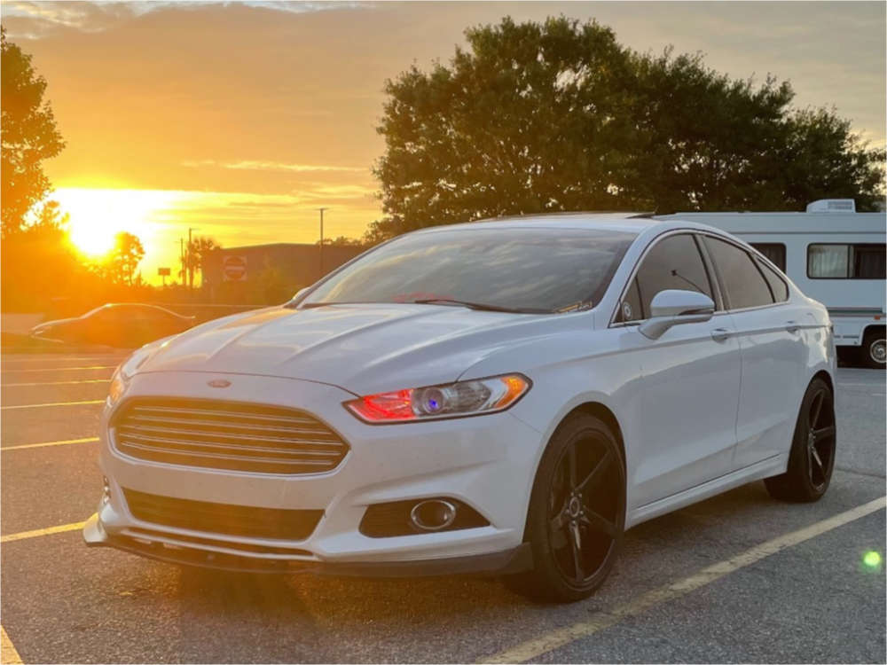 2014 Ford Fusion with 20x8.5 38 Strada Perfetto and 245/35R20 Delinte D7  Thunder and Stock | Custom Offsets