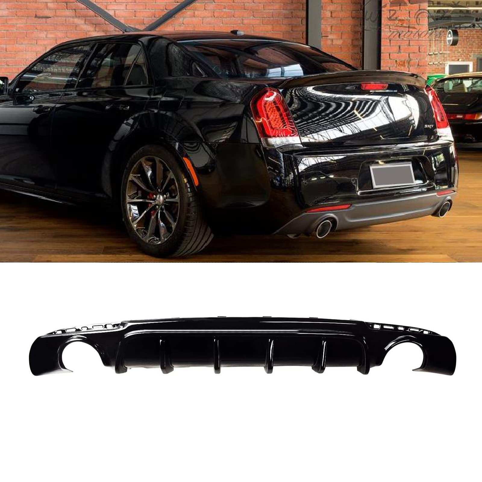 NINTE Rear Diffuser fits for Chrysler 300C SRT Bumper 2015-2023, Shark Fin  Style Painted Gloss Black Rear Lower Bumper Lip …