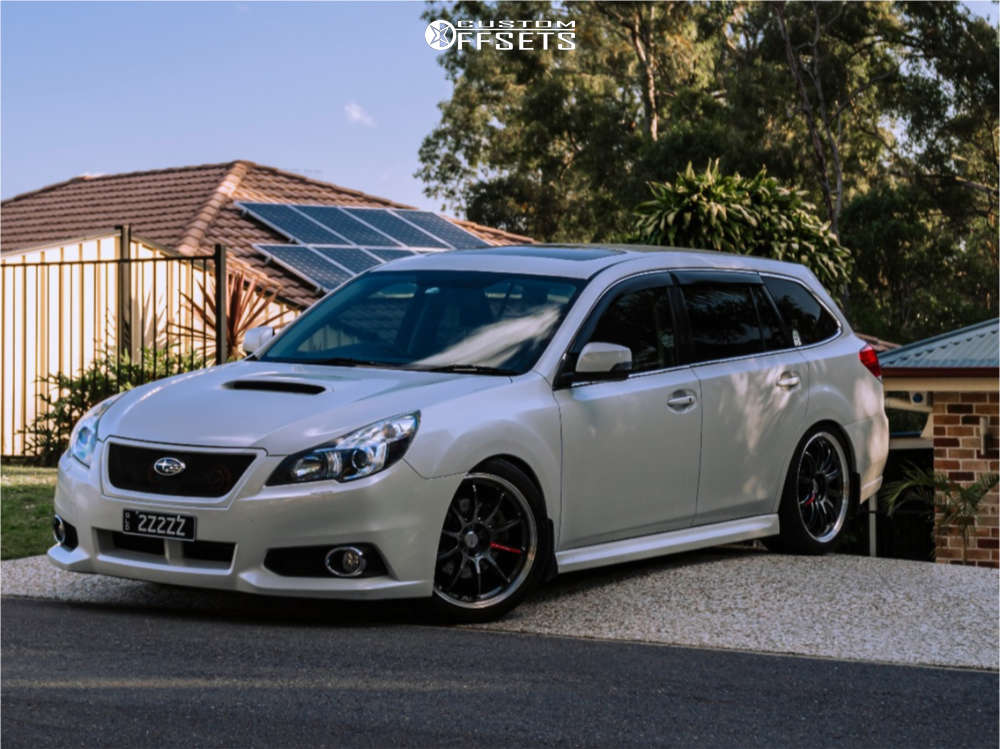 2010 Subaru Legacy with 19x8.5 45 Work Emotion ZR10 and 245/40R19 Michelin  Pilot Sport 4 and Coilovers | Custom Offsets
