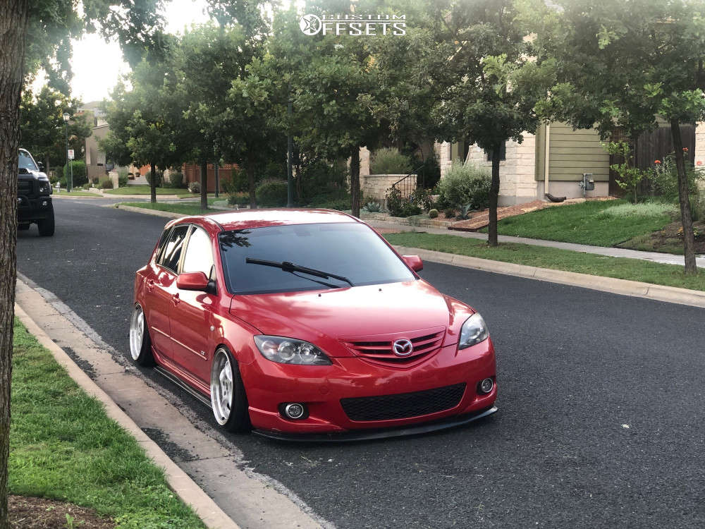 2006 Mazda 3 with 18x9.5 15 ESM 011r and 215/35R18 Nankang Ns-1 and  Coilovers | Custom Offsets
