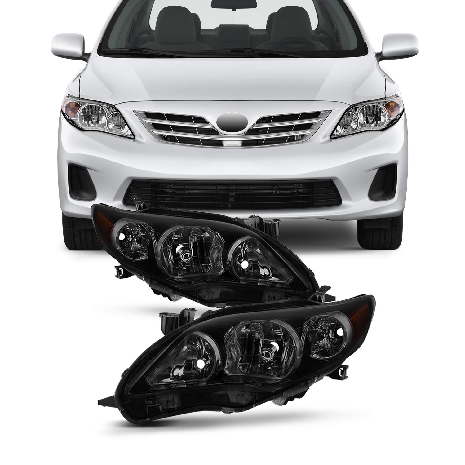 Amazon.com: AKKON - For Black Smoked For 2011 2012 2013 Toyota Corolla  Headlights Head Lamps Direct Replacement Left + Right Pair Set : Automotive