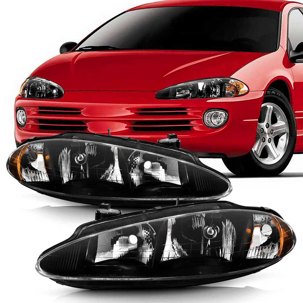 ACANII - For Black 1998-2004 Dodge Intrepid Headlights Headlamps  Replacement 98-04 Driver + Passenger Side