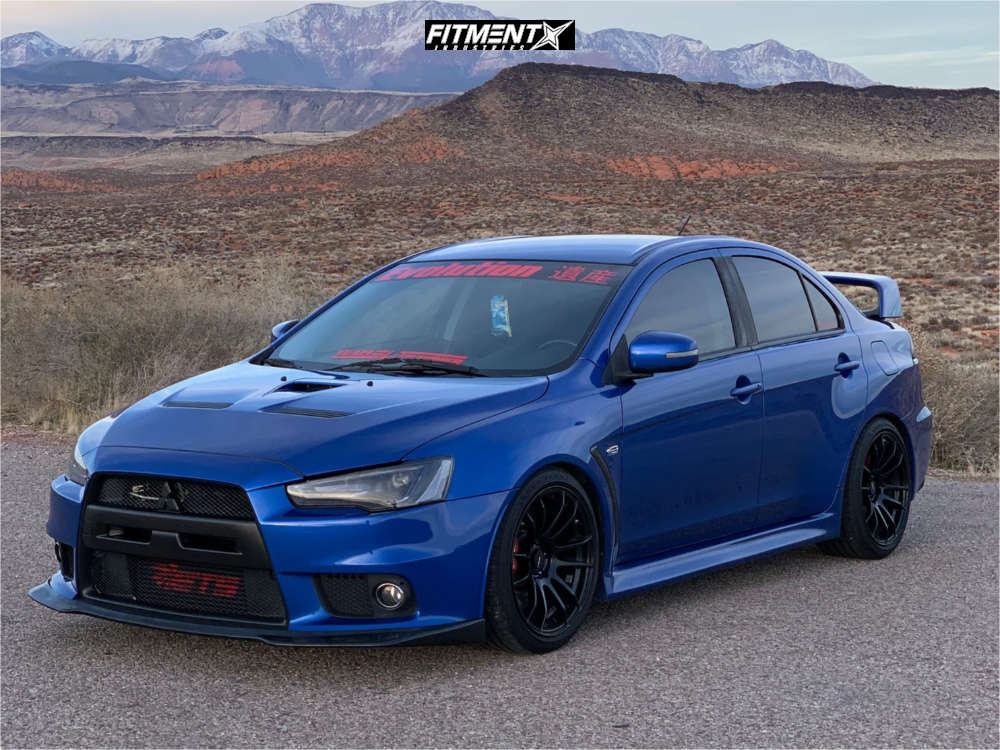 2015 Mitsubishi Lancer Evolution GSR with 18x9.5 AVID1 AV20 and Goodyear  255x35 on Coilovers | 894507 | Fitment Industries