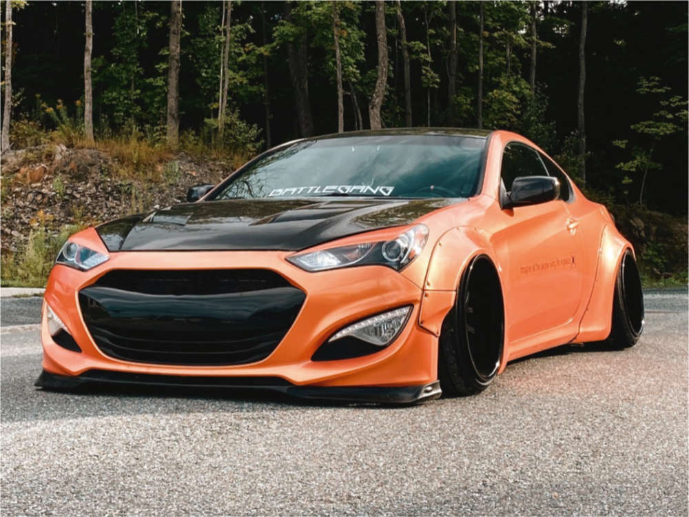 2015 Hyundai Genesis Coupe with 19x10.5 -25 Kraze LXZ and 245/35R19 Ovation  Vi-388 and Air Suspension | Custom Offsets