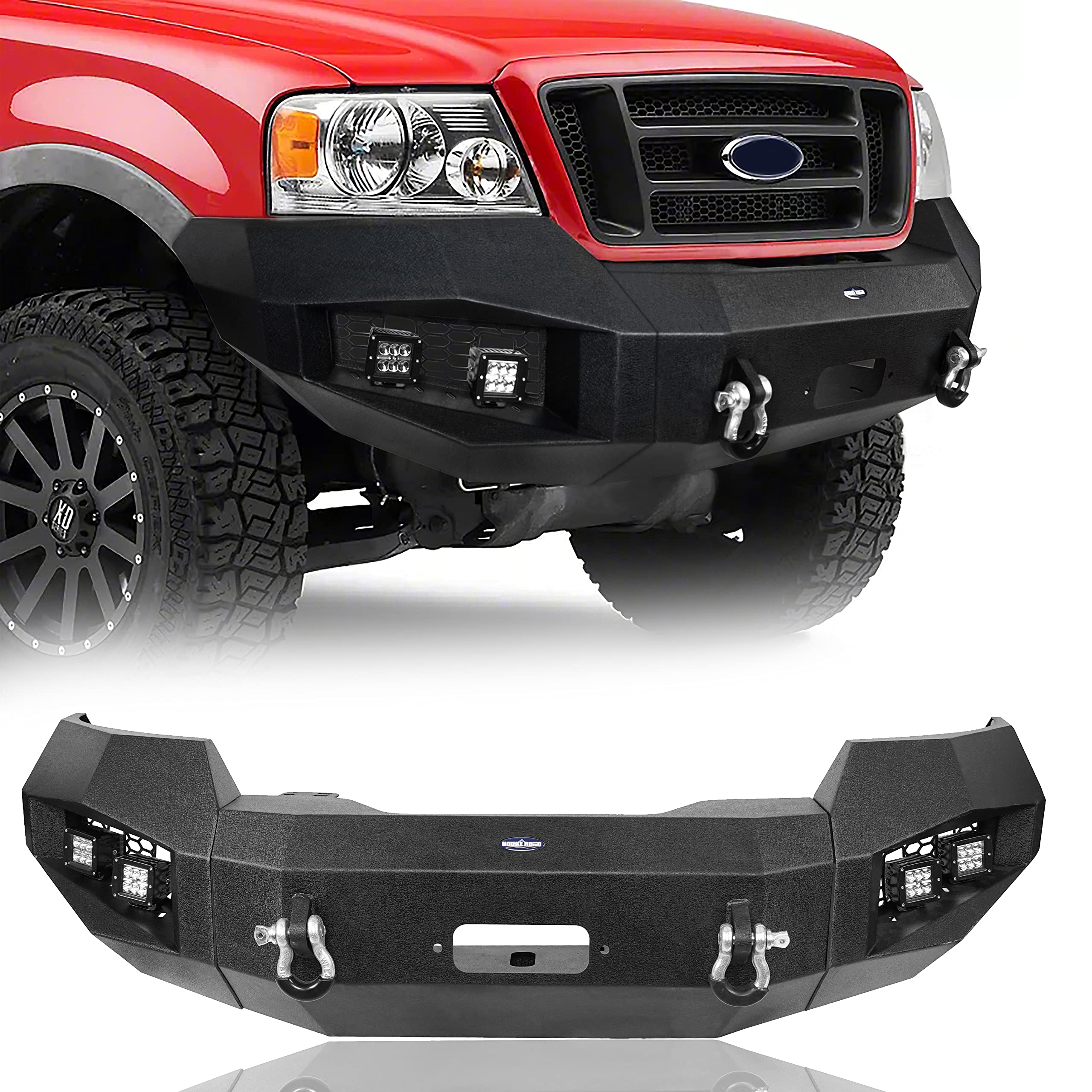 Hooke Road F150 Offroad Steel Front Bumper w/Winch Plate Compatible with Ford  F-150 2004