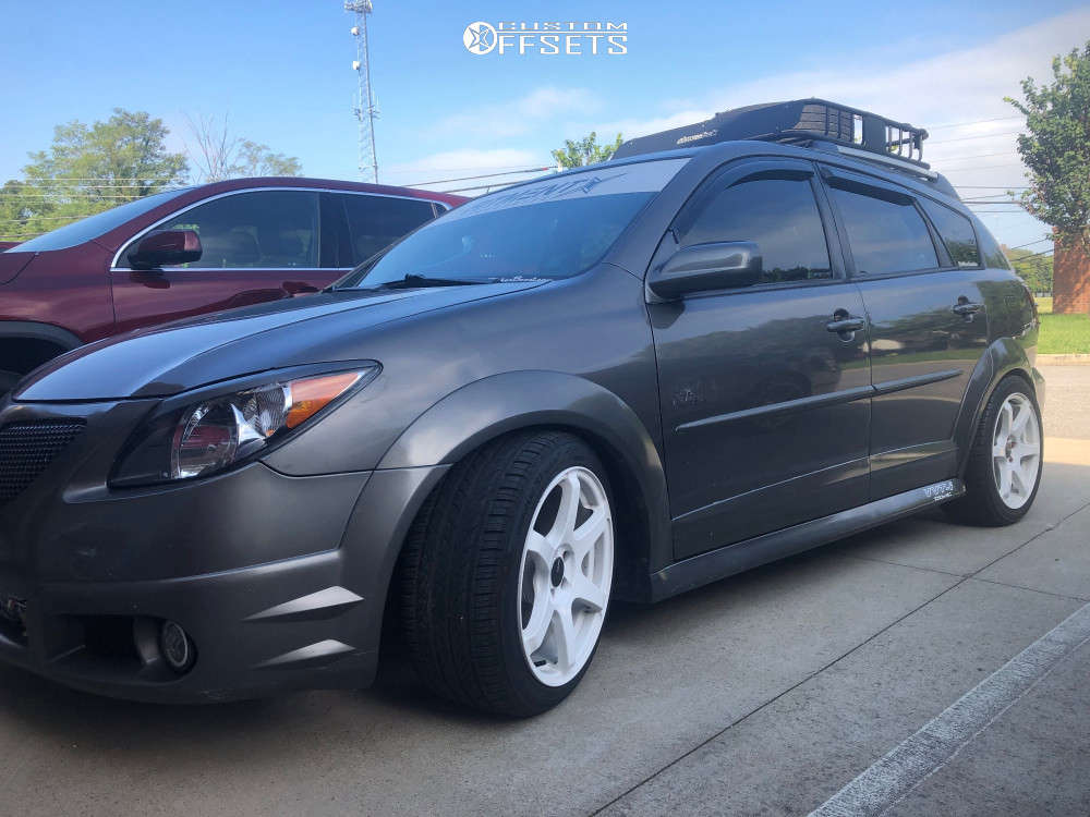 2007 Pontiac Vibe with 17x8 38 Enkei T6s and 245/40R17 Hankook Ventus S1  Noble 2 and Lowering Springs | Custom Offsets
