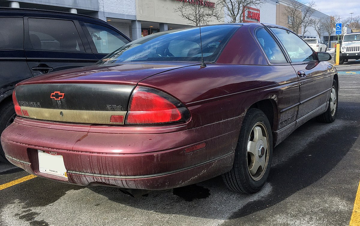 File:1998 Chevrolet Monte Carlo Z34 in Dark Carmine Red Metallic, rear  right, 2-7-2021.jpg - Wikimedia Commons