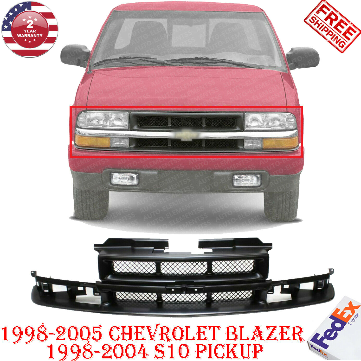 New Grille Assembly Black For 1998-2005 Chevy Blazer / 1998-2004 S10 Pickup  | eBay