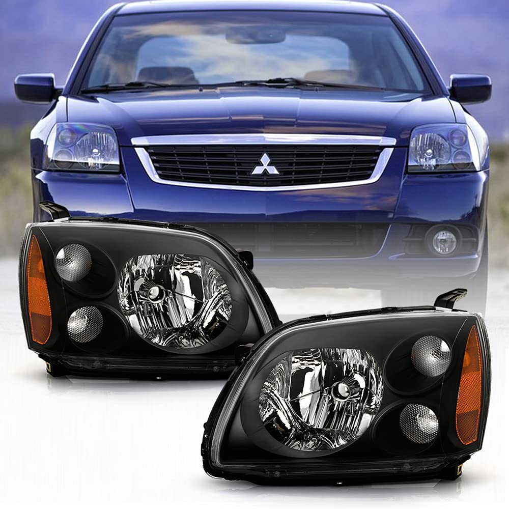 Amazon.com: ACANII - For Black 2004-2012 Mitsubishi Galant Halogen  Headlights Headlamps 04-12 Driver + Passenger Side : Automotive