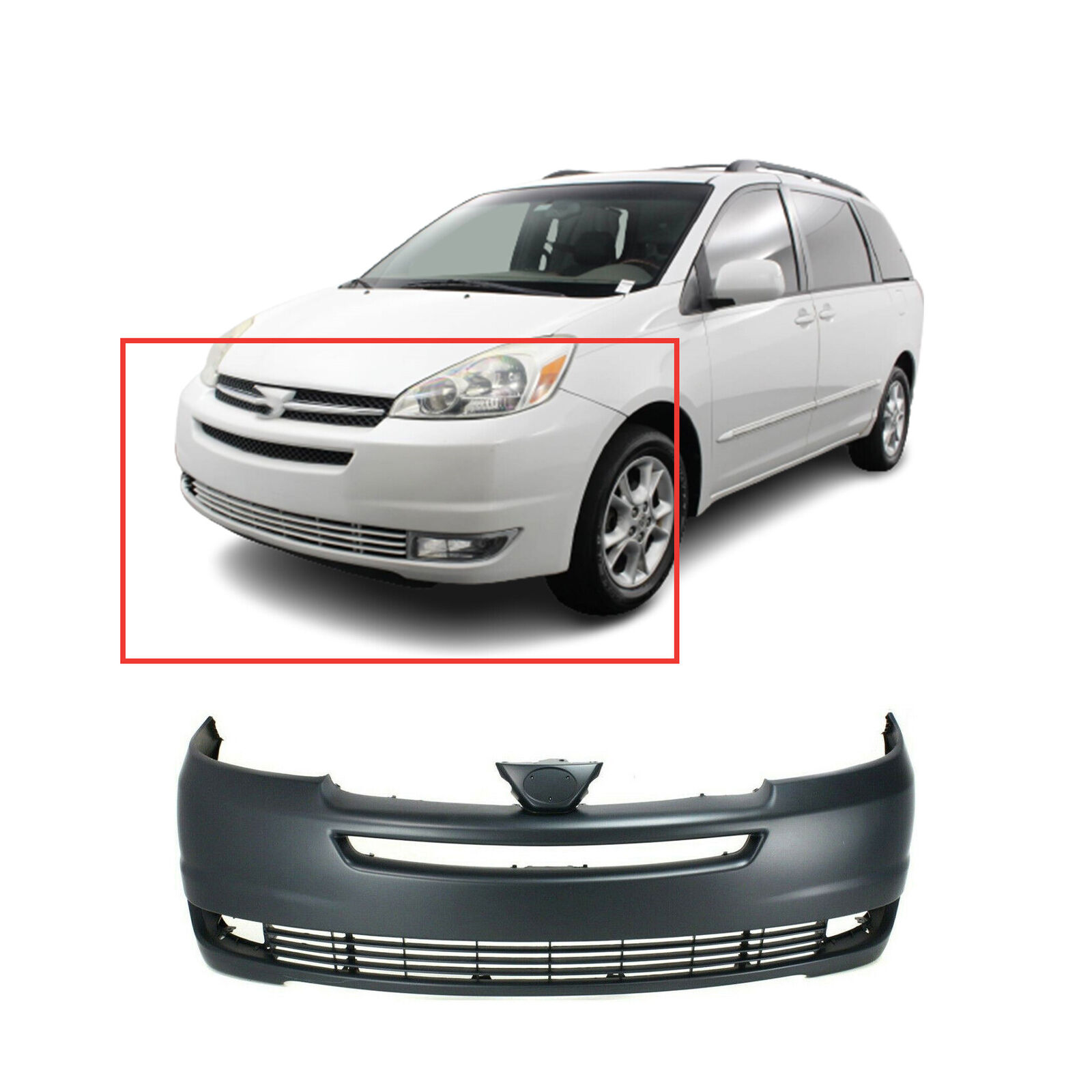 Front Bumper Cover For 2004-2005 Toyota Sienna w/ fog lamp holes CE LE XLE  687398506927 | eBay