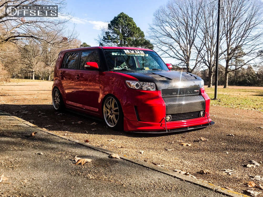 2009 Scion XB with 18x8 28 Volk Gt-v and 225/40R18 Toyo Tires Proxes R1r  and Coilovers | Custom Offsets