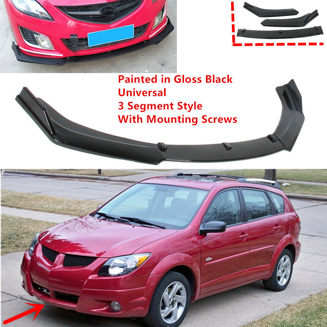 Add-on Universal Fit For Pontiac Vibe 2003-2004 Front Lower Lip Spoiler  Splitter | eBay