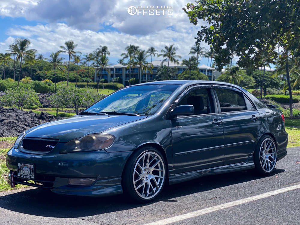 2004 Toyota Corolla with 18x9.5 35 Anovia Elder and 225/45R18 Vercelli  Strada Ii and Coilovers | Custom Offsets