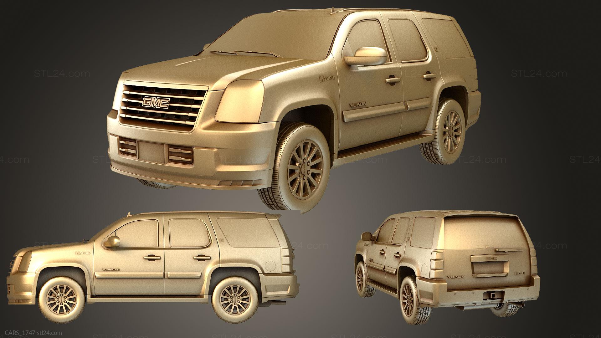 Vehicles - Gmc yukon hybrid 2013, CARS_1747. 3D stl model for CNC